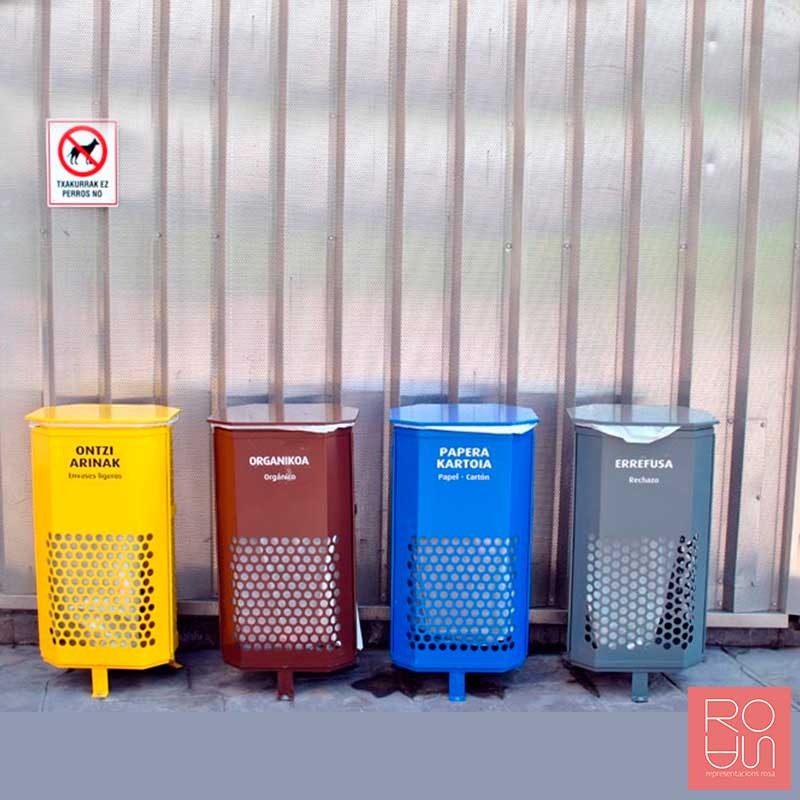 Paperera de reciclatge exterior amb tapa per 1, 2, 3 o 4 fraccions